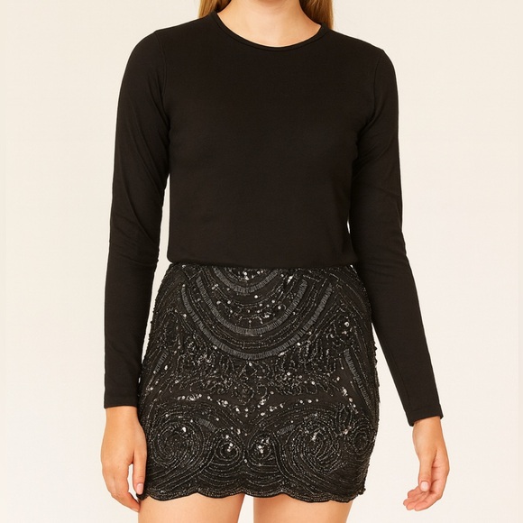 Endless Rose Dresses & Skirts - New Endless Rose Black Sequin Women’s Mini Skirt Sz S Chic Fitted Holiday Party